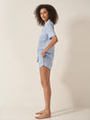 Blue & White Stripe Women's Short Sleeve Organic Cotton Pyjama Short Set