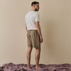 Blue & Porcini Striped Tencel Linen Blend Men's Pyjama Shorts Piglet