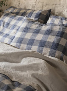  Blueberry Emsworth Check Linen Blend Pillowcase (Pair) Piglet