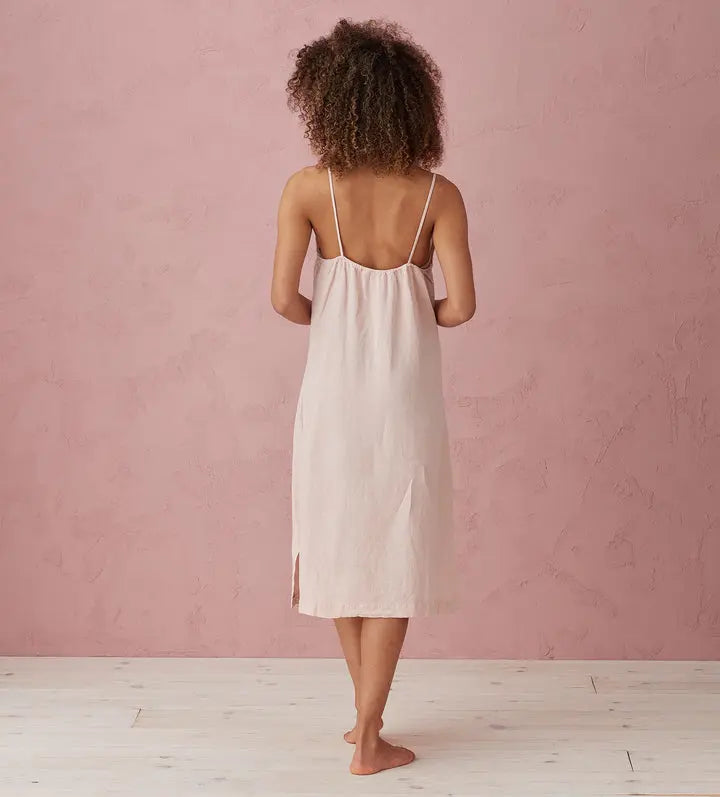 Blush Pink Alice 100% Linen Cami Nightie The Secret Linen Store