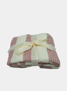  Blush Pink Knitted Bamboo Pram Blanket The Bamboo Baby Company