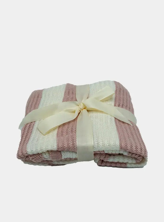 Blush Pink Knitted Bamboo Pram Blanket The Bamboo Baby Company