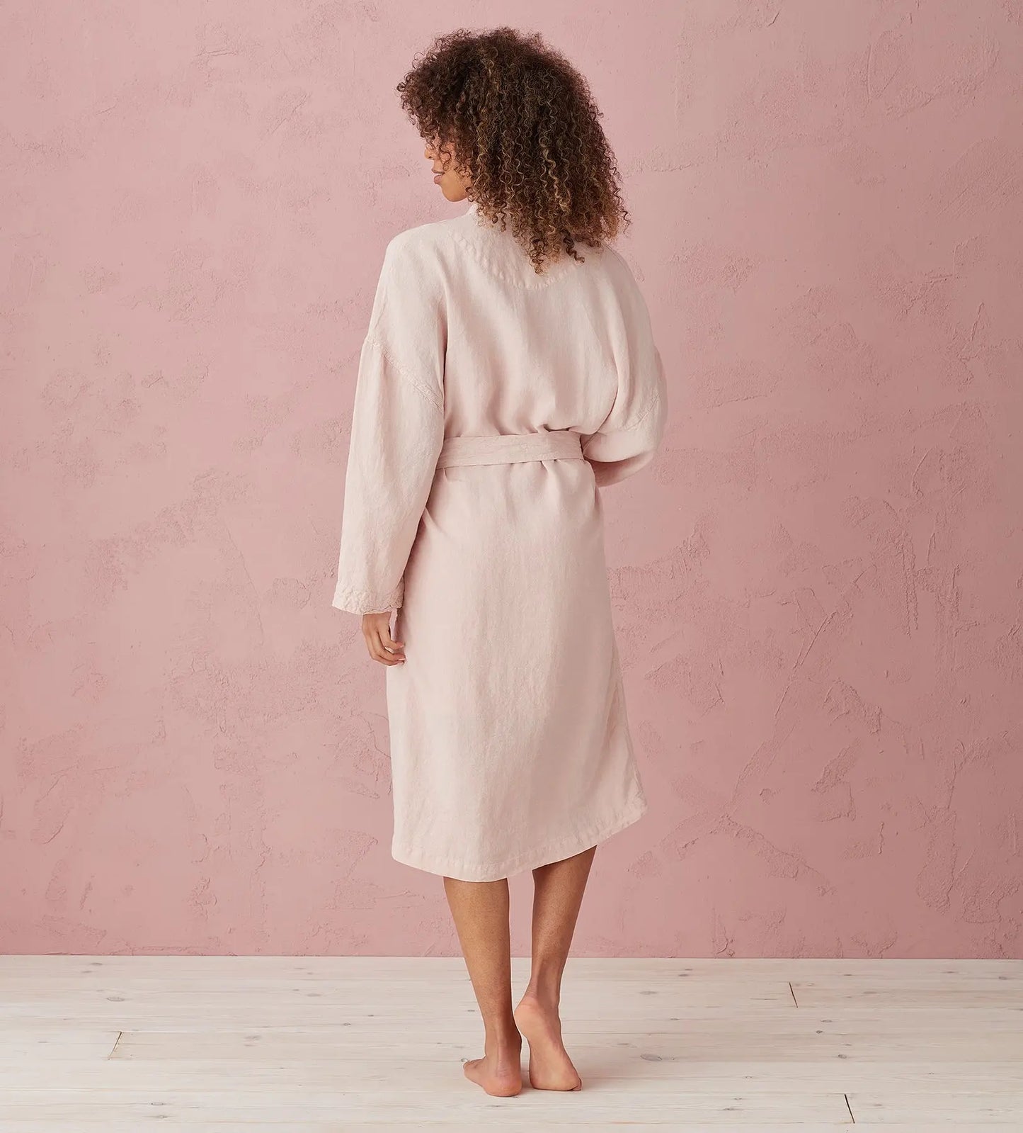 Blush Pink Layla 100% Women's Linen Robe The Secret Linen Store