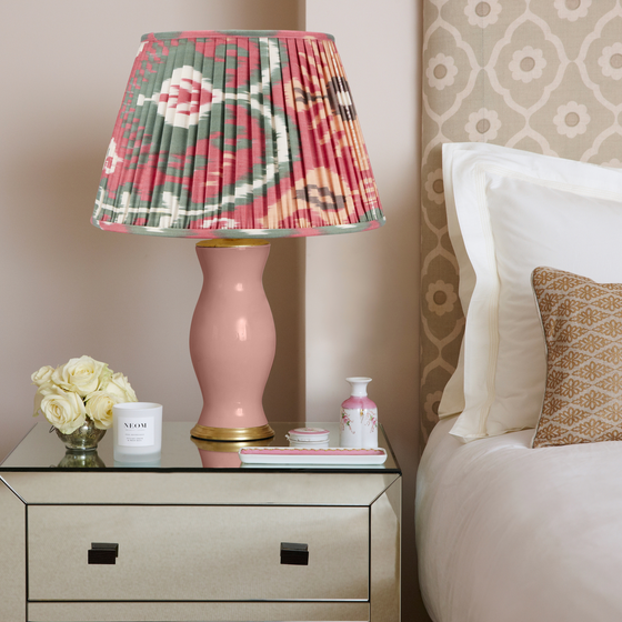 RASPBERRY and GREEN IKAT LAMPSHADES  - LOW in STOCK