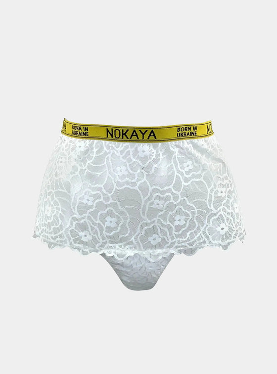 Born in Ukraine High Waist Lace Briefs White NOKAYA