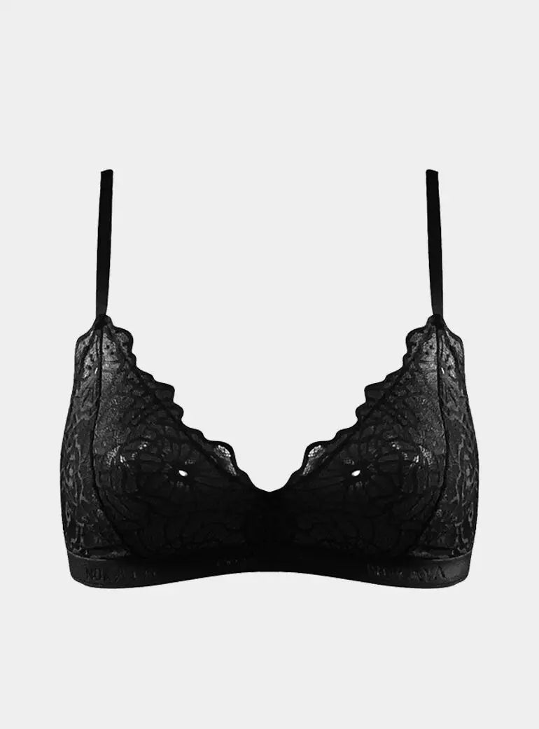 Born in Ukraine Image Lace Bralette Black NOKAYA