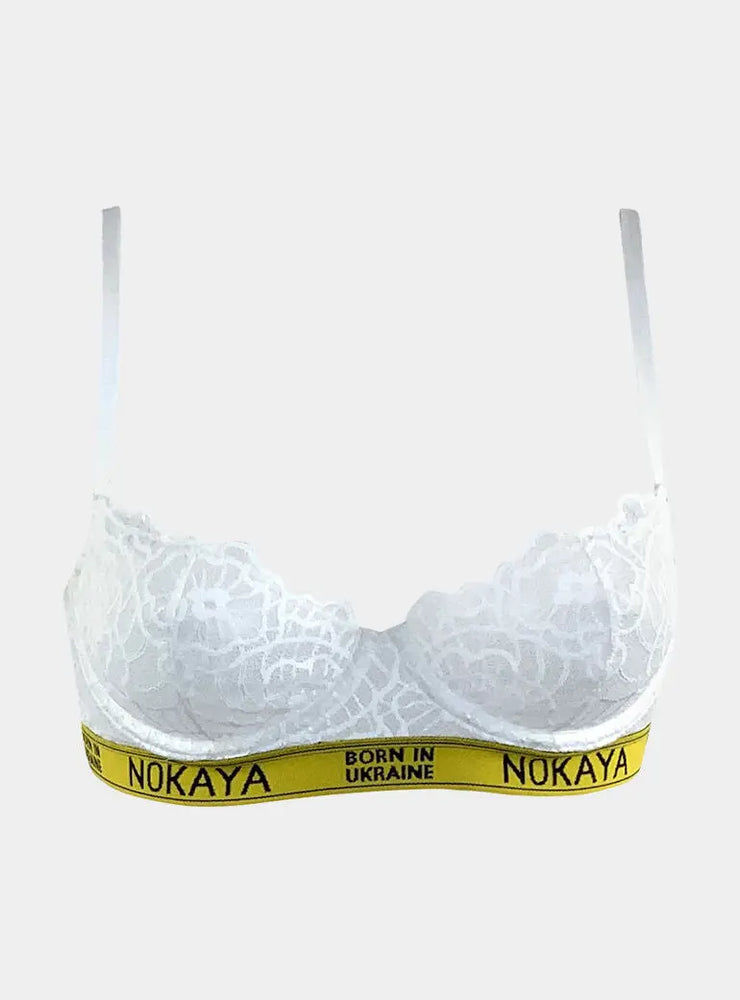 Born in Ukraine Image Lace Bralette White NOKAYA