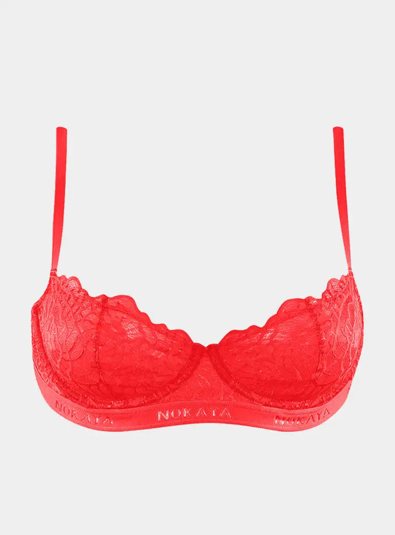 Born in Ukraine Lace Balcony Bra Red NOKAYA