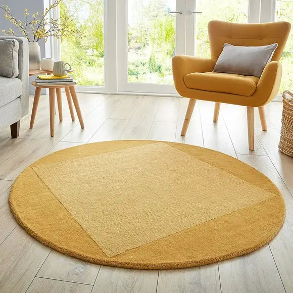 Boston Wool Border Round Rug Dunelm