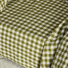  Botanical Green Gingham Linen Blend Fitted Sheet Piglet