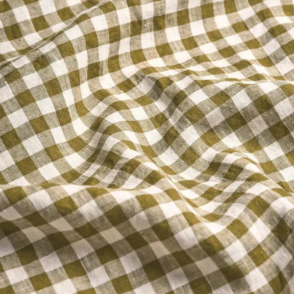 Botanical Green Gingham Linen Blend Fitted Sheet Piglet