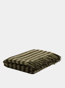  Botanical Green Gingham Wool Blanket Piglet