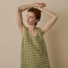 Botanical Green Gingham Linen Nightdress Piglet