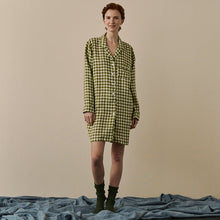  Botanical Green Gingham Linen Nightshirt Piglet