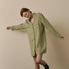 Botanical Green Gingham Linen Nightshirt Piglet