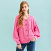 Brigit Heart Stitch Oversized Balloon Sleeve Cardigan - Pink Cara & The Sky