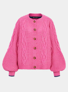  Brigit Heart Stitch Oversized Balloon Sleeve Cardigan - Pink Cara & The Sky