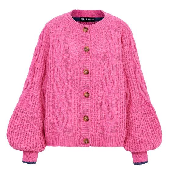 Brigit Heart Stitch Oversized Balloon Sleeve Cardigan - Pink Cara & The Sky