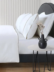  Brilliant White with Simply Taupe Accent 800 Thread Count Egyptian Cotton Duvet Cover Bedding Envy