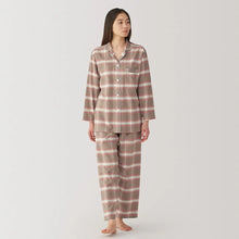  Brown Check Women's Side Seamless Flannel Pyjamas MUJI UK