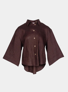  Brown Heavy Linen Shirt Perfect Days NOKAYA