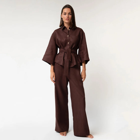 Brown Heavy Linen Shirt Perfect Days - Myza