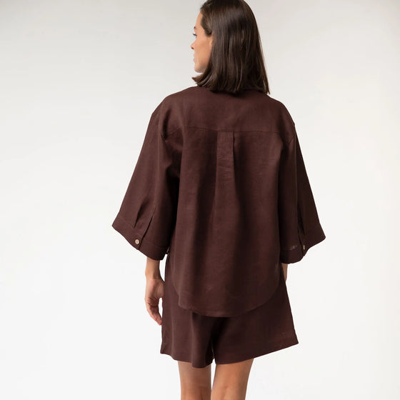 Brown Heavy Linen Shirt Perfect Days - Myza