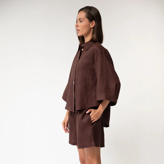 Brown Heavy Linen Shirt Perfect Days - Myza