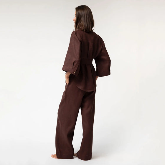 Brown Heavy Linen Shirt Perfect Days - Myza