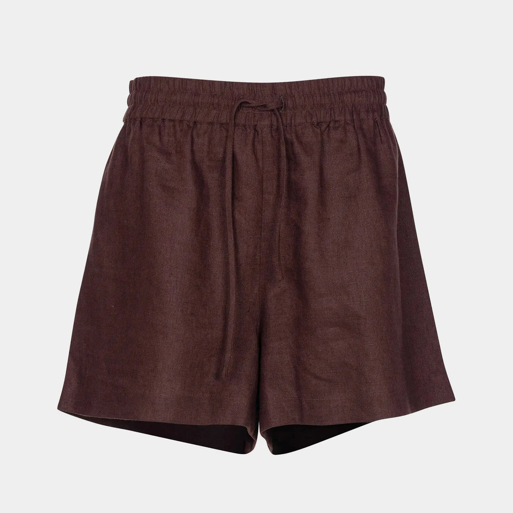 Brown Heavy Linen Shorts Perfect Days NOKAYA