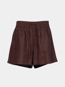  Brown Heavy Linen Shorts Perfect Days NOKAYA