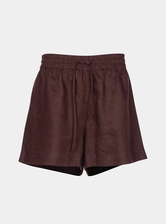 Brown Heavy Linen Shorts Perfect Days NOKAYA