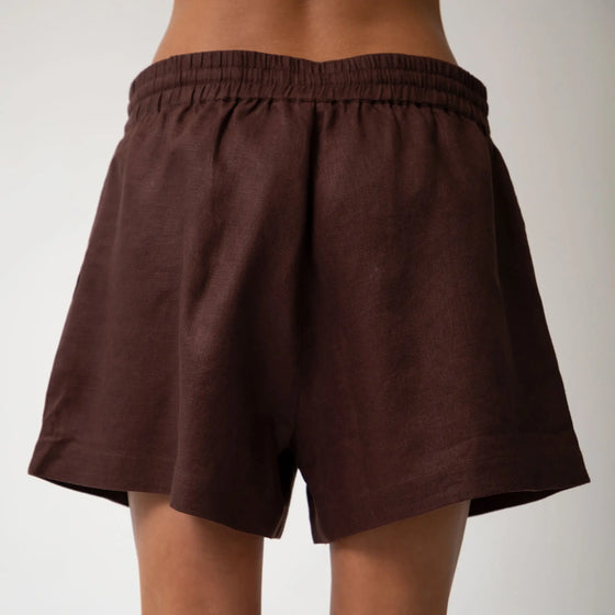 Brown Heavy Linen Shorts Perfect Days - Myza