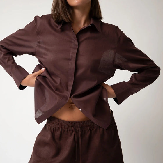 Brown Heavy Linen Shorts Perfect Days - Myza