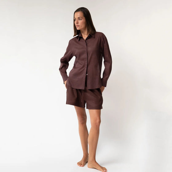 Brown Heavy Linen Shorts Perfect Days - Myza