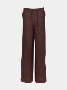  Brown Heavy Linen Wide-Leg Pants Perfect Days NOKAYA