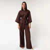 Brown Heavy Linen Wide-Leg Pants Perfect Days - Myza