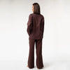 Brown Heavy Linen Wide-Leg Pants Perfect Days - Myza