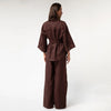 Brown Heavy Linen Wide-Leg Pants Perfect Days - Myza