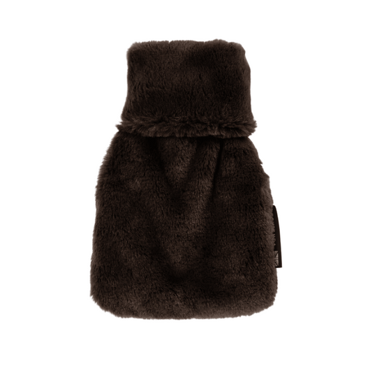 Mini Dark Chocolate Faux Fur Hot Water Bottle