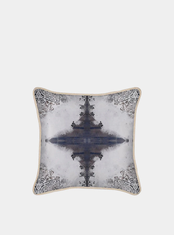 Burano Lace White and Purple Greys Silk Cushion Long Studio Design