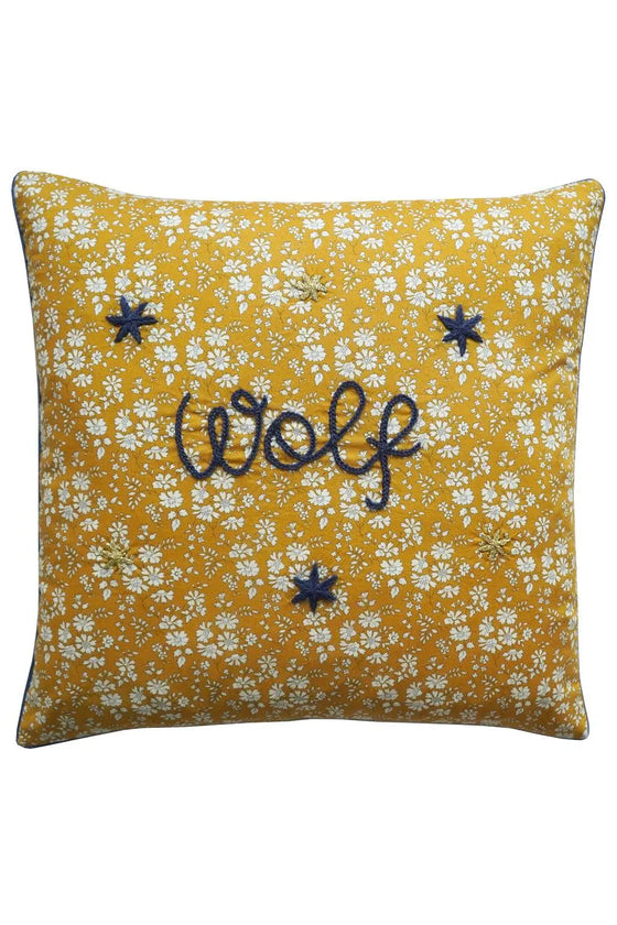 CAPEL MUSTARD Liberty Embroidered Piped Edge Cushion Coco & Wolf