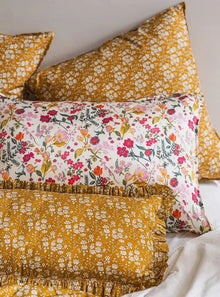  CAPEL MUSTARD Liberty Ruffle Bolster Lumbar Cushion Coco & Wolf