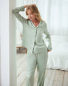 Sage Satin Lace Trim Long Pyjama Set Chelsea Peers