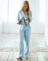 Pastel Blue Lace Trim Long Pyjama Set Chelsea Peers