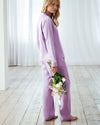 Lavender Satin Lace Trim Long Pyjama Set Chelsea Peers