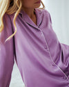 Lavender Satin Lace Trim Long Pyjama Set Chelsea Peers