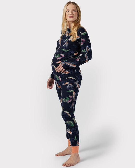 Maternity Koi Fish Print Long Pyjama Set