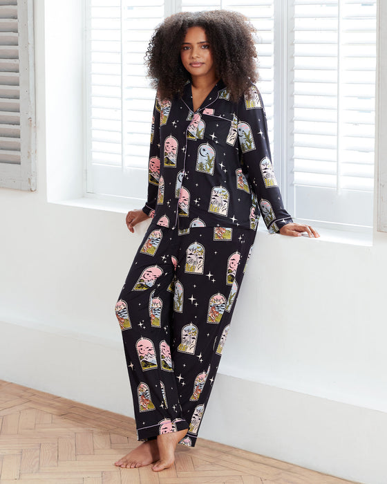 Dream Traveler Print Button Up Long Pyjama Set Chelsea Peers