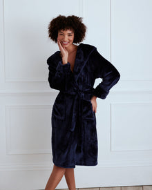  Navy Fleece Dressing Gown